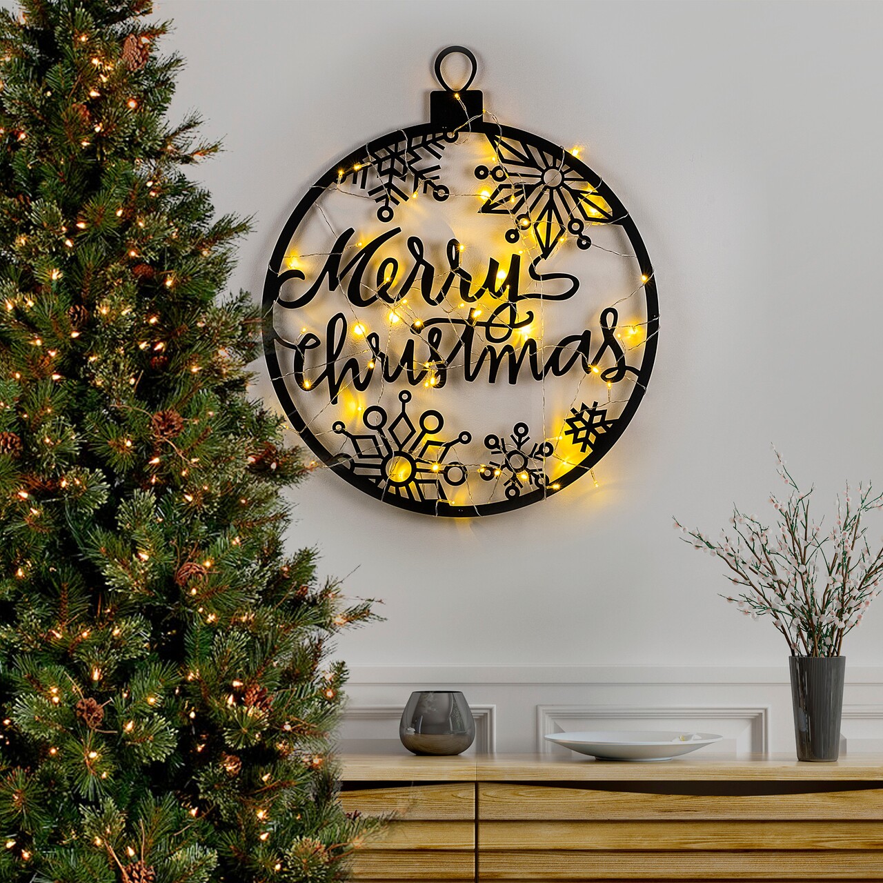 Decoratiune de luminoasa XMASBLACK-030, Tanelorn, 66x63 cm, metal, negru - imagine 7